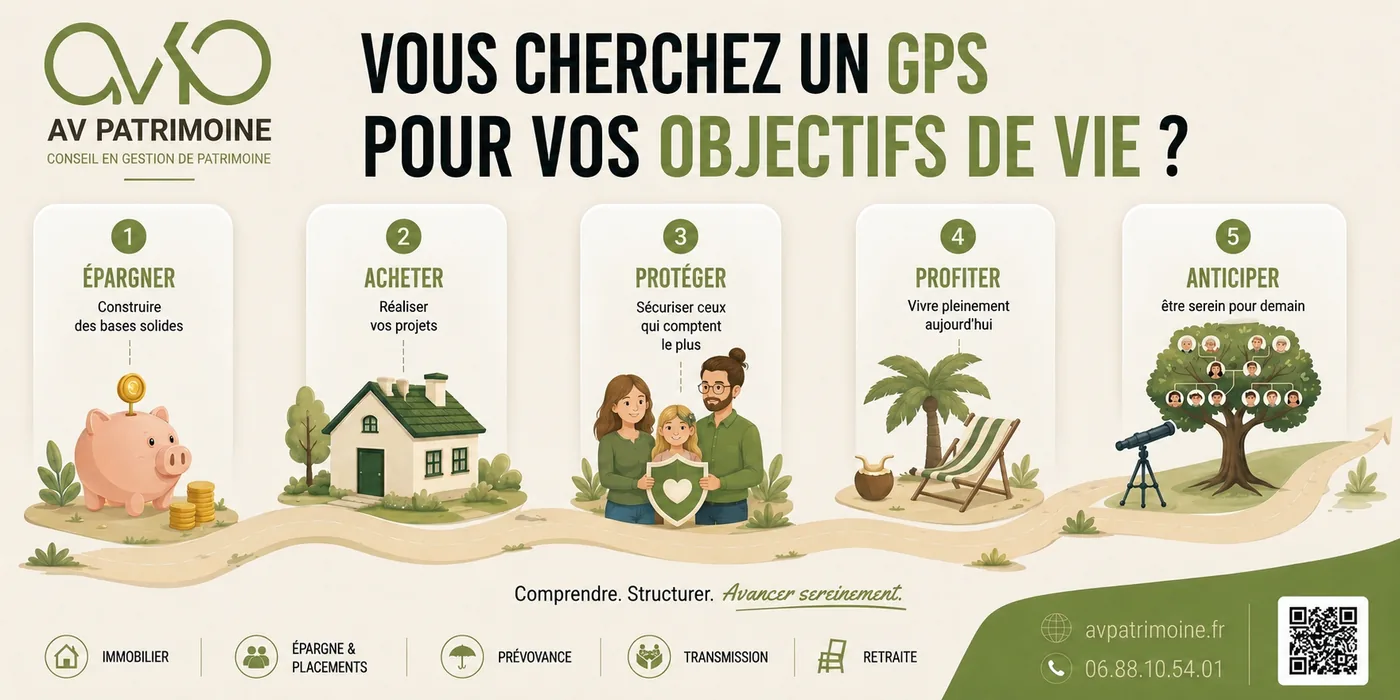 Les 5 étapes clés de votre stratégie patrimoniale : épargner, acheter, protéger, profiter, anticiper